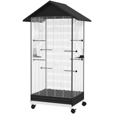 Voliera Gabbia Per Uccelli Da Esterno 80,5x57x158,5 Cm Tetto In Asfalto In Legno Di Abete Grigio Chiaro 64426385 - Foto 10