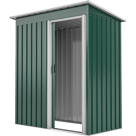 Outsunny Capanno da Giardino con Tetto Inclinato in Acciaio Verde