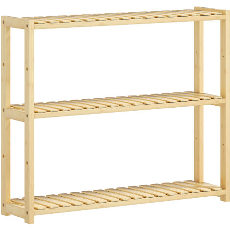 HOMCOM Scaffale Bagno a 3 Ripiani Regolabili su 5 Altezze in Bambù color Legno (1/5)