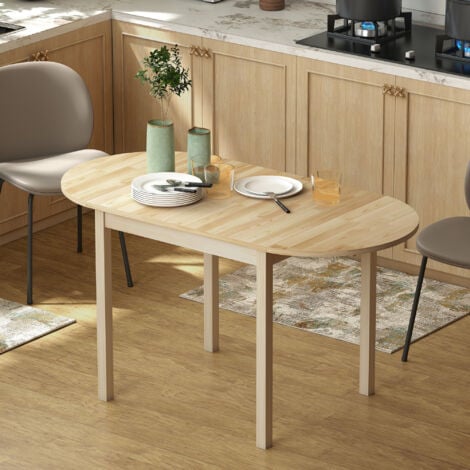 HOMCOM Tavolo a Ribalta per 4-6 Persone in Legno di Pino color Legno