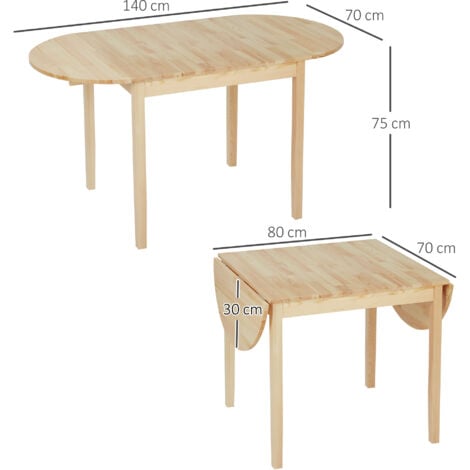 HOMCOM Tavolo a Ribalta per 4-6 Persone in Legno di Pino color Legno