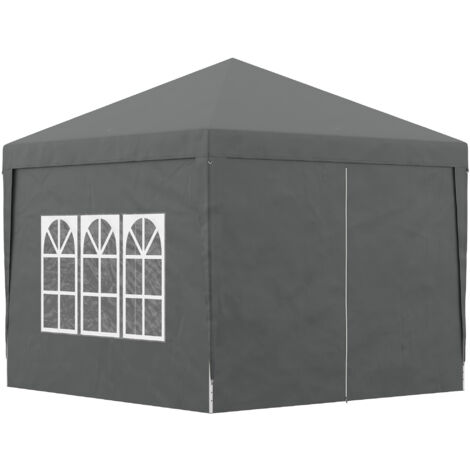 Outsunny Gazebo da Giardino 3x3 m Pieghevole con 4 Pannelli Laterali Grigio
