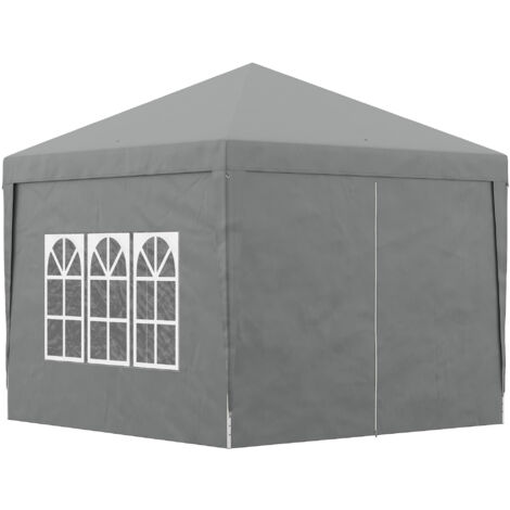 Outsunny Gazebo da Giardino 3x3 m Pieghevole con 4 Pannelli Grigio Chiaro