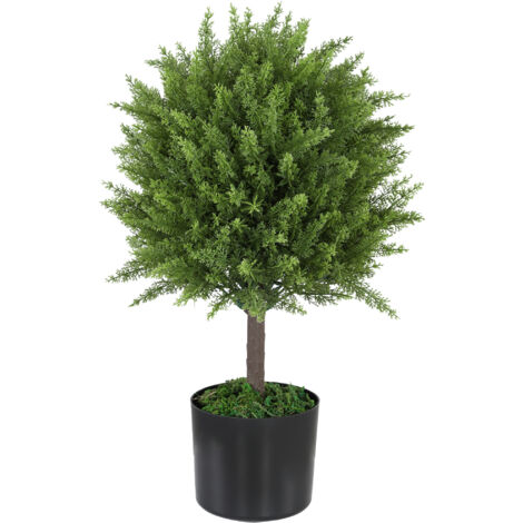 HOMCOM Pianta Finta Albero di Cedro, Pianta Artificiale Resistente ai Raggi UV con Vaso, Decorazione per Interno ed Esterno, Altezza 55 cm, Verde