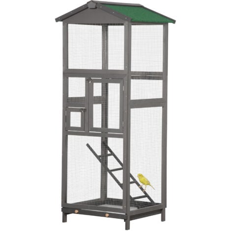 PawHut Voliera Alta 165cm da Esterno con Vassoio Estraibile Grigio Chiaro