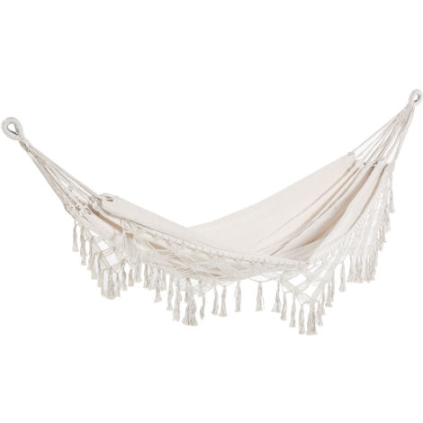 Outsunny Amaca Sospesa in Tela con Frange 288x150cm Capacità 120kg Crema
