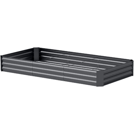 Outsunny Letto per Orto Rialzato da 835L in Acciaio 240x120x30cm Grigio Scuro
