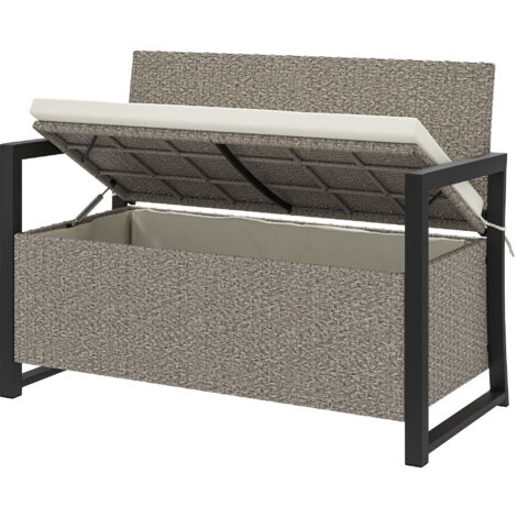 Outsunny Cassapanca da Giardino 2 Posti con Contenitore 151.5L in Rattan Crema