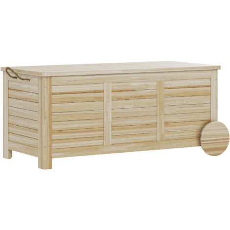 Outsunny Cassapanca da Giardino 185L a 2 Ruote in Legno di Abete 110x50x50 cm