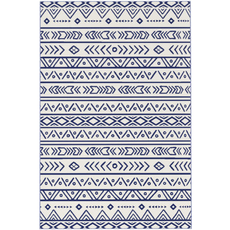 Outsunny Tappeto da Giardino Reversibile Stile Geometrico e Borsa 182x274cm Blu