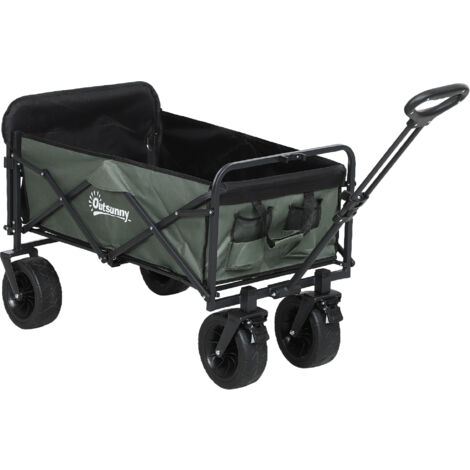 Outsunny Carrello da Esterno da 95L Pieghevole con Pannello Apribile Verde