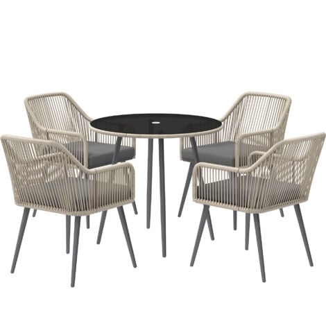 Outsunny Mobili da Giardino 5 pz con 4 Sedie da Esterno e Tavolo Rotondo