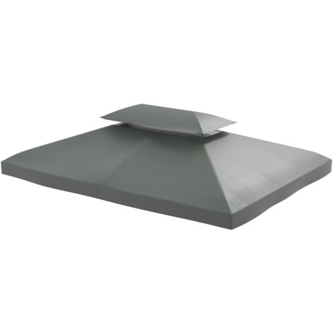 Outsunny Tetto per Gazebo 4x3 m a 2 Livelli in Poliestere Grigio Scuro