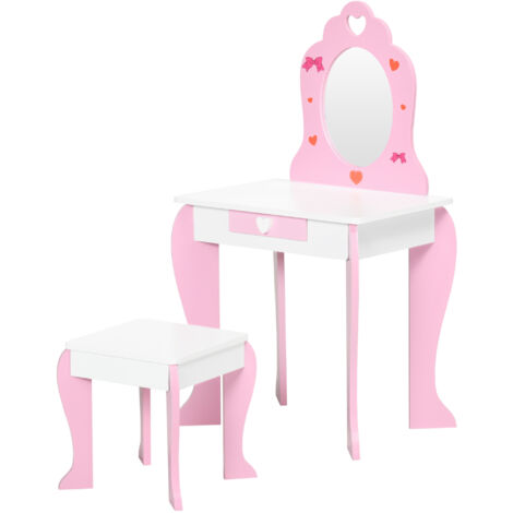 ZONEKIZ Set Tavolo Trucco Bambini Con Specchio - Rosa E Bianco Per Piccole Principesse - Foto 11