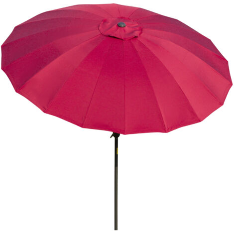 Outsunny Ombrellone da Giardino Rotondo a 18 Stecche con Manovella Rosso Vino