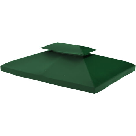 Outsunny Telo di Ricambio per Gazebo 4x3 m a 2 Livelli in Poliestere Verde