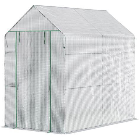 Outsunny Serra da Giardino con Rivestimento PE e Porta a Cerniera 186x120x190cm
