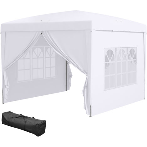 Outsunny Tenda Gazebo da Giardino in Acciaio con Pareti Laterali Bianco