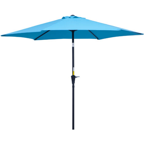 Outsunny Ombrellone da Esterno Ø2.6x2.4 m con Manovella e Inclinabile Blu