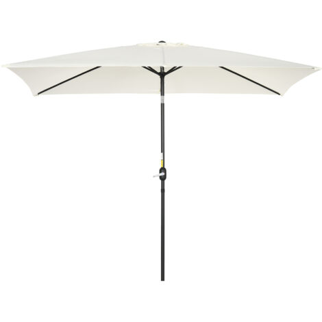 Outsunny Ombrellone da Giardino Rettangolare 2x3 m con Manovella Bianco Crema