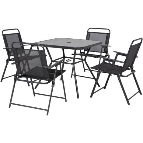 Set Di 2 Sedie Da Giardino Pieghevoli RELAX4LIFE – In Textilene E Metallo, Seduta Ampia, Schienale Alto, Portatile Per Terrazza, Campeggio, Picnic (Nero)