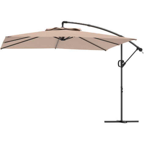 Outsunny Ombrellone a Sbalzo 3x3.25m con Copertura Regolabile color Cachi (1/5)