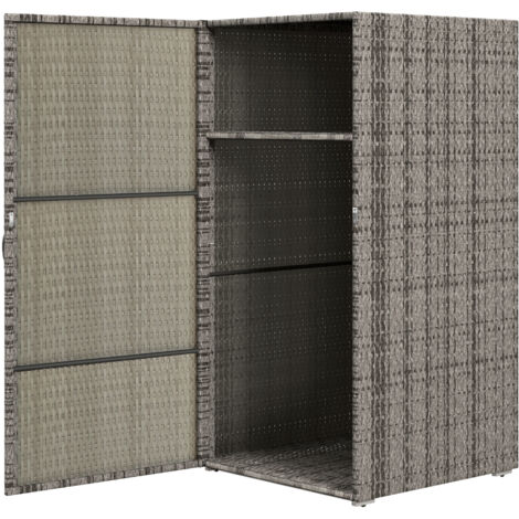 Armadio Giardino Rattan PE Nero 59x40x180cm - Con 4 Ripiani, Acciaio Verniciato, Impermeabile - Foto 11