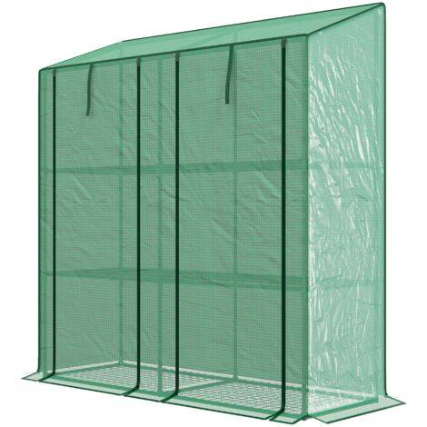 Outsunny Serra da Balcone Copertura PE Verde 6 Mensole e 2 Porte Avvolgibili