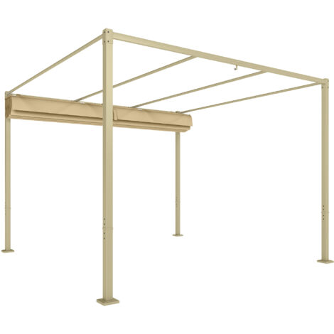 Outsunny Pergola per Giardino 3x3 m con Tetto Cachi e 8 Viti e Picchetti