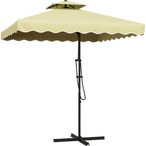 Ombrellone Ottagonale da Giardino Beige con Struttura in Legno