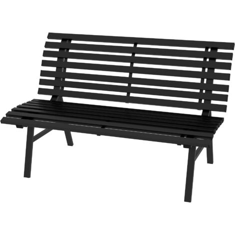 Outsunny Panchina da Giardino 2 Posti in Alluminio a Doghe 123x67x79cm Nero