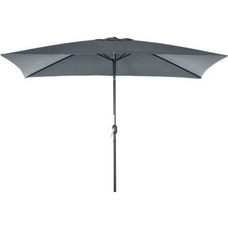 Outsunny Ombrellone da Giardino Rettangolare 2x3 m con Manovella Grigio Scuro