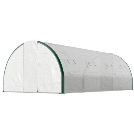 Outsunny Serra da Giardino con 2 Porte a Cerniera e 8 Finestre Bianco e Verde