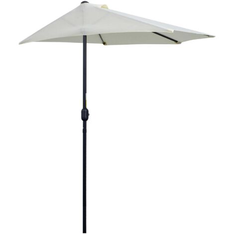 Outsunny Mezzo Ombrellone da Terrazza con Apertura a Manovella 2.6x1.35 m Beige