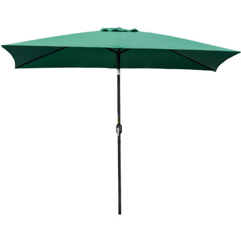 Outsunny Ombrellone da Giardino Rettangolare 2x3 m con Manovella Verde e Nero