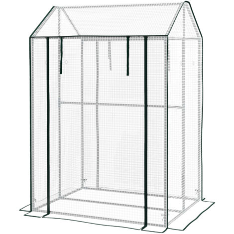 Outsunny Serra per Orto con Copertura in PE e 2 Zone Separate 100x80x150cm