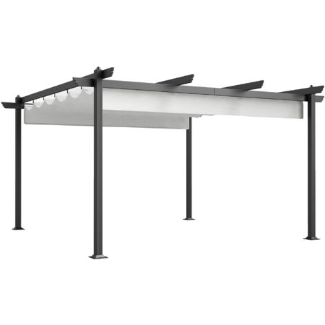 Outsunny Pergola per Giardino 4x4m con Tetto Bianco e Colonne in Alluminio (1/5)