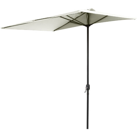 Outsunny Ombrellone da Parete Semicircolare con Apertura a Manovella Beige