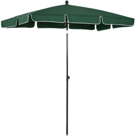 Outsunny Ombrellone da Giardino Rettangolare con Inclinazione Regolabile Verde