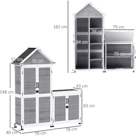 Casetta Attrezzi Da Giardino In Acciaio Zincato 192x357x223 Cm | Capanno Portaoggetti Con Cancello Scorrevole