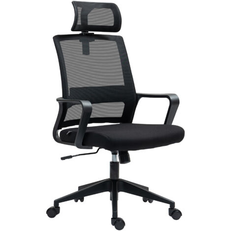 HOMCOM Sedia Ergonomica da Ufficio con Poggiatesta e Altezza Regolabili Nero (1/5)