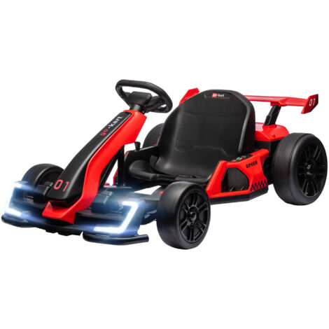 HOMCOM Go-Kart Elettrico Bambini 6-12 Anni e Sedile Regolabile 24V 12km/h Rosso