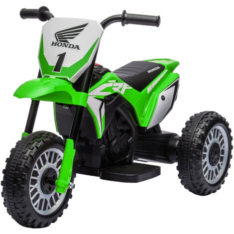 HOMCOM Moto per Bambini Elettrica Honda CRF450RL a 3 Ruote Età 18-36 Mesi Verde