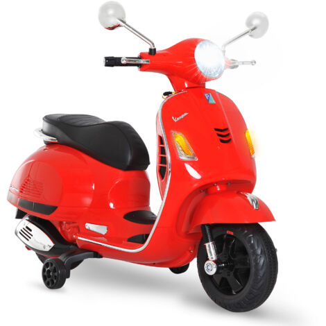 HOMCOM Scooter Elettrico per Bambini 3-6 Anni Vespa 6V con Suoni e Luci Rosso