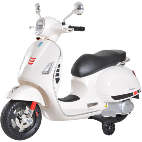 HOMCOM Scooter Elettrico per Bambini 3-6 Anni Vespa 6V con Suoni e Luci Bianco