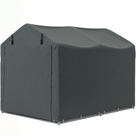 Outsunny Tendone per Auto con Ingresso Avvolgibile in Metallo e PE Grigio Scuro