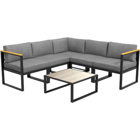 Outsunny Set Mobili da Giardino 6 Pz con Divano e Tavolino con Cuscini Grigio