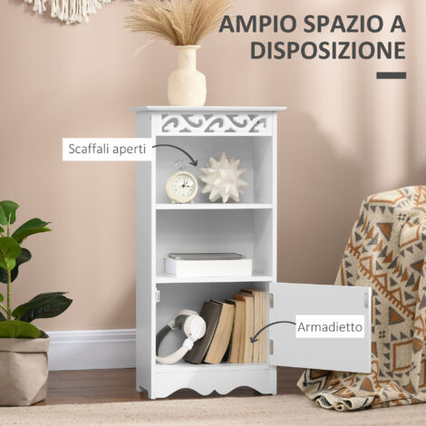HOMCOM Colonna Bagno, Mobile Bagno Salvaspazio in Legno, Mobiletto con
