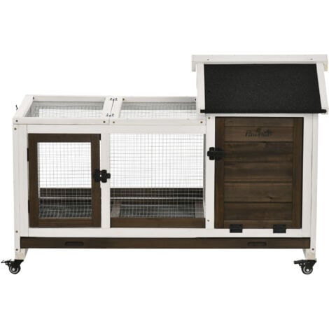 Casetta Per Conigli E Porcellini 2 Livelli - Legno Con Ruote, Vassoio Estraibile, 122x50x101cm - Foto 13
