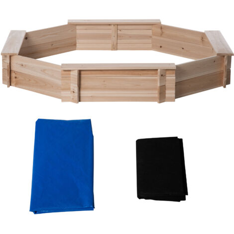 Outsunny Sabbiera per Bambini 3-8 Anni da Giardino con Sedili e Copertura Legno